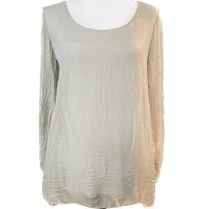 Carla Conti 100% Silk Sheer Long Sleeves Overlay Loose Flowy Top Women S Gray